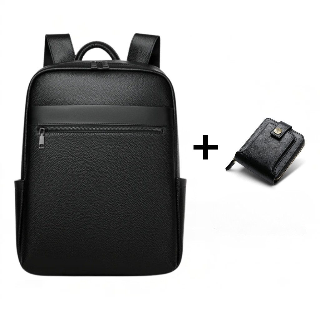 Mochila Masculina Executiva de Couro Legítimo – Modelo Premium All Black