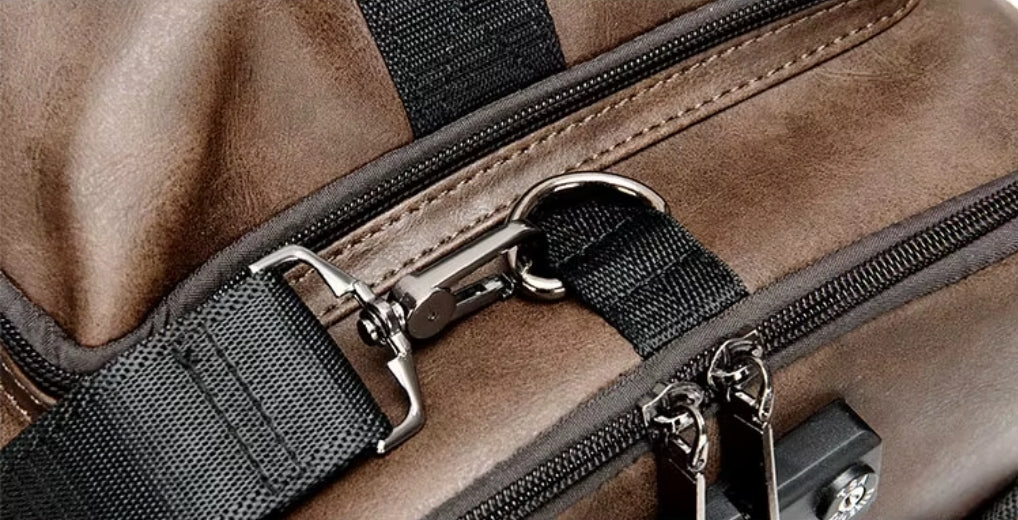 Mochila Masculina Versátil de Couro Legitímo Antifurto
