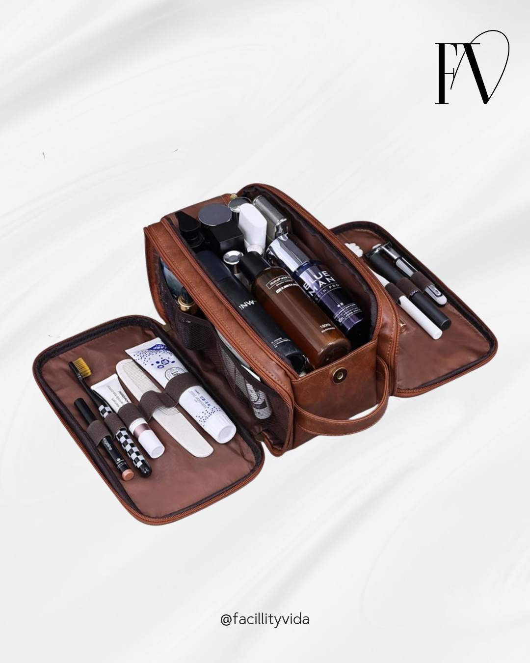 Nécessaire de Couro Impermeável Unissex