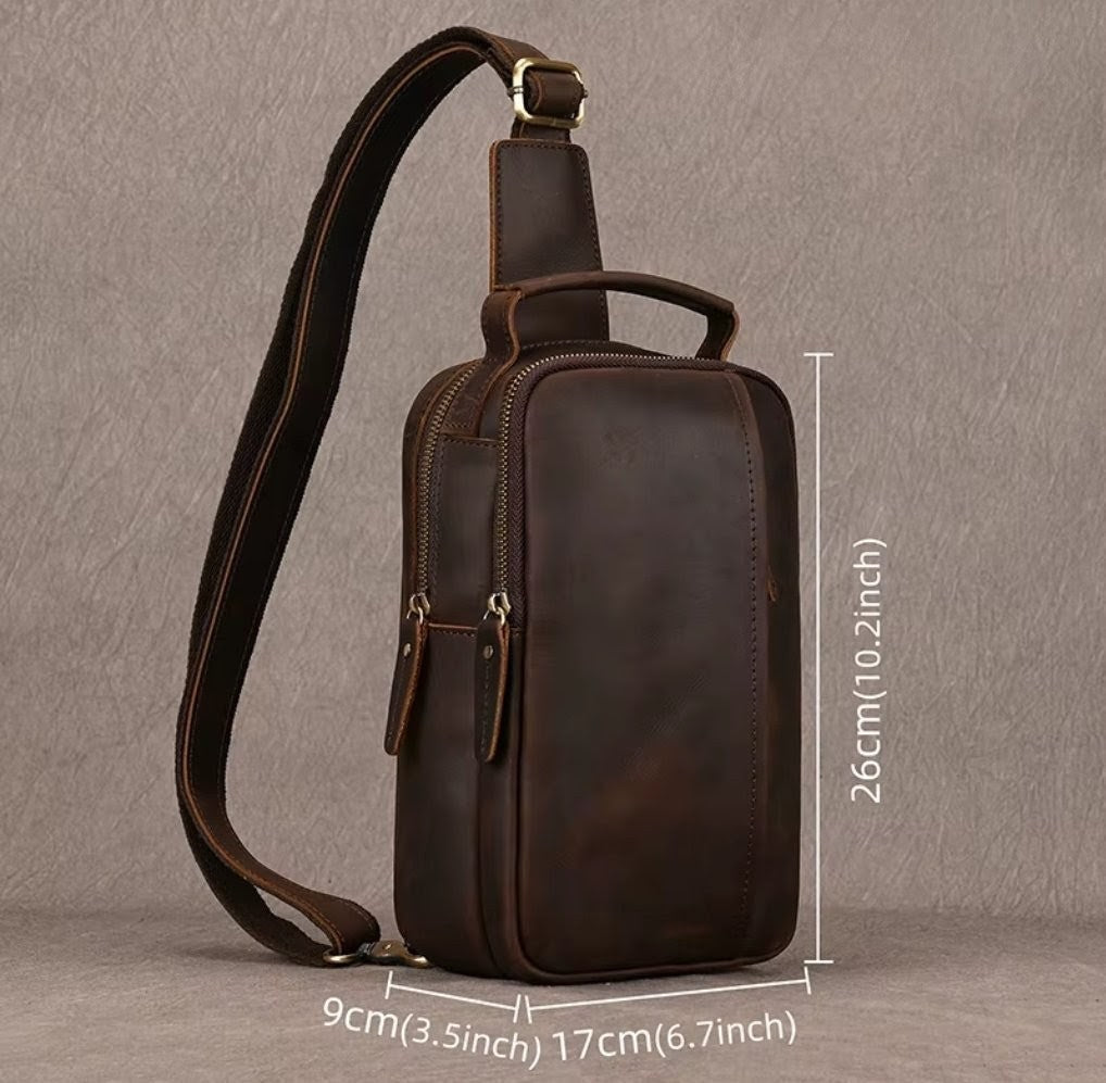 Bolsa Transversal Masculina de Couro Legítimo