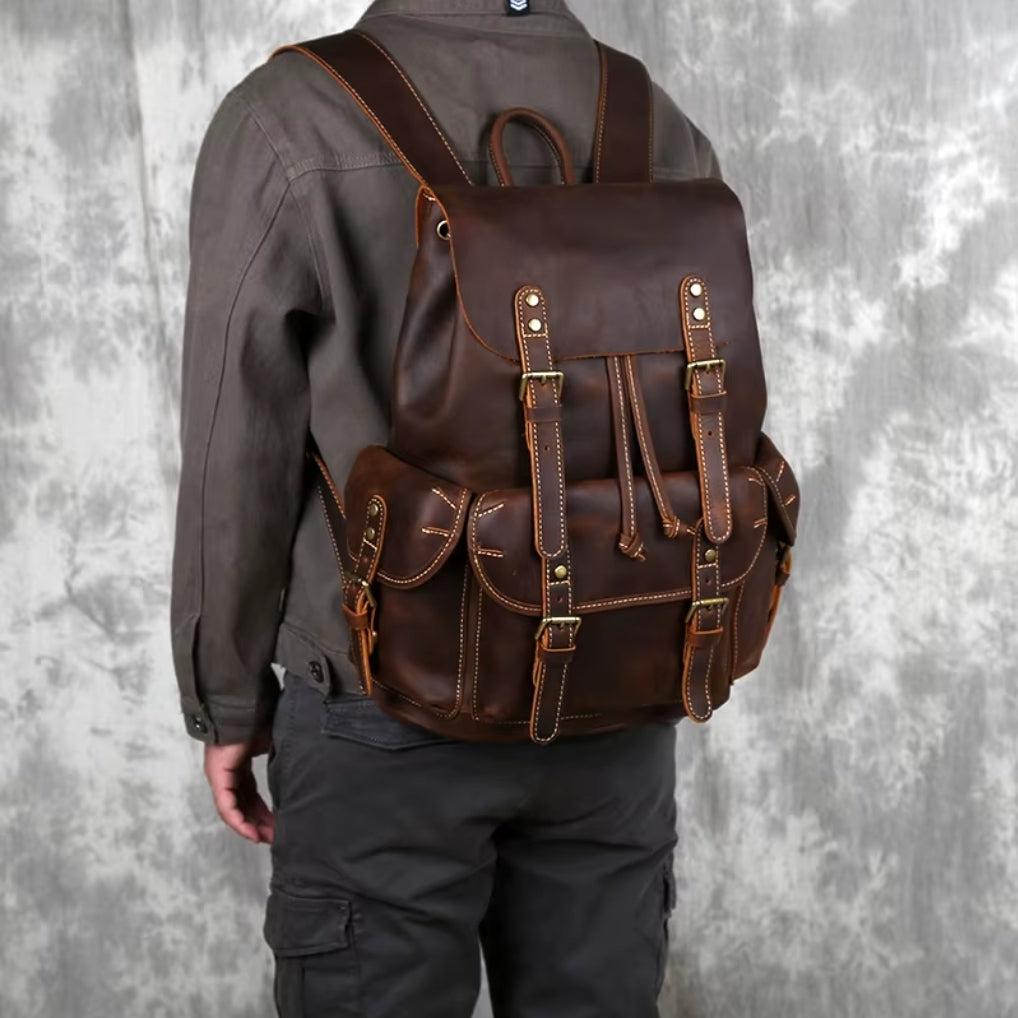 Mochila de Couro Genuíno Retro Horse Prime