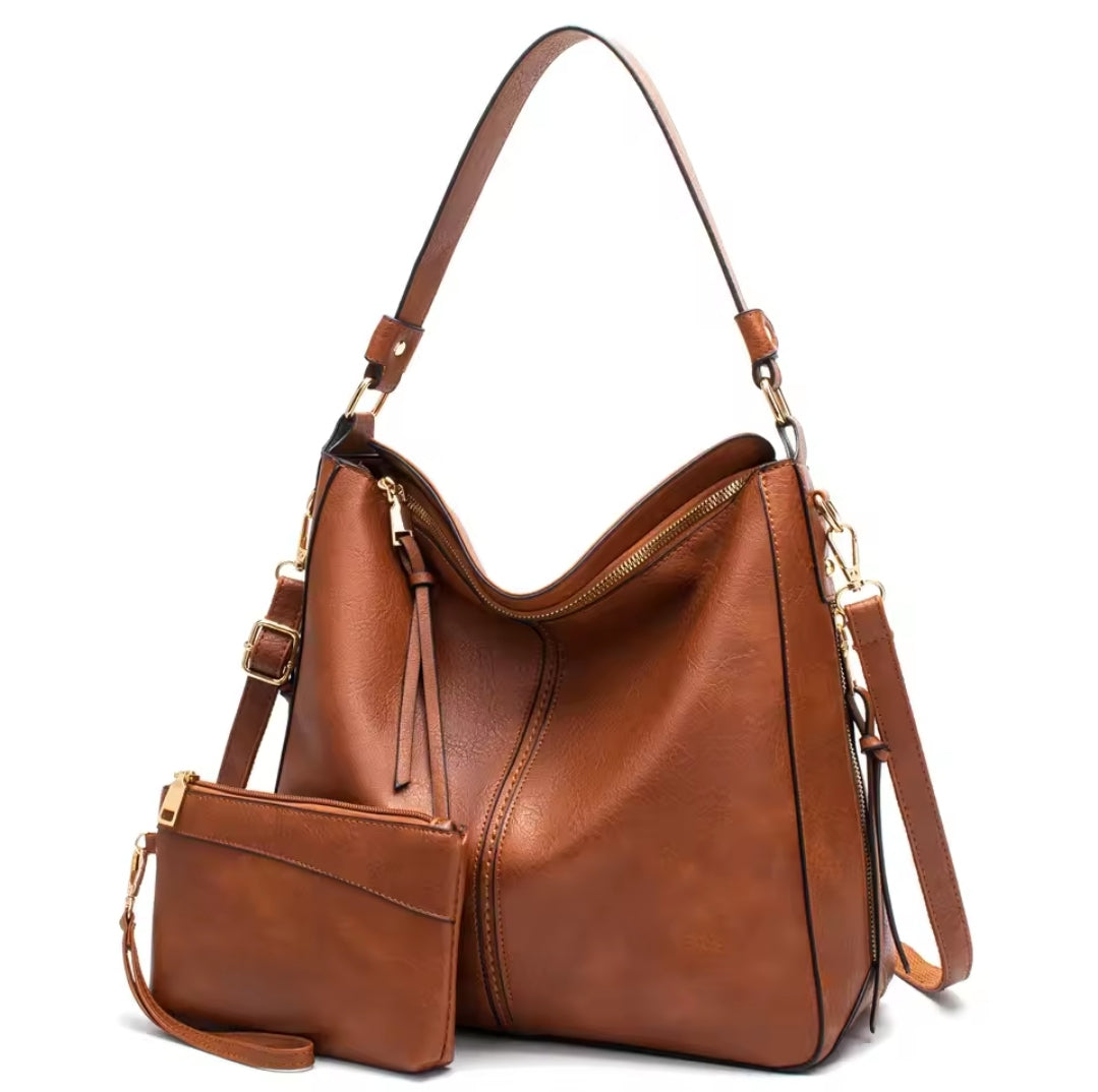 Bolsa Feminina de Couro Impermeável - Modelo Tote + Carteira de Brinde!