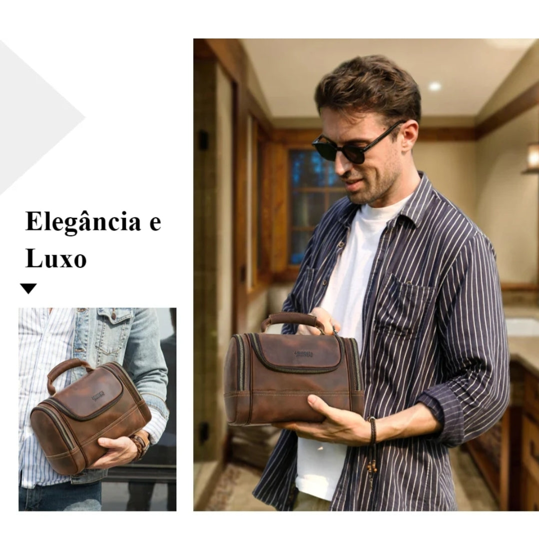 Nécessaire Masculina de Couro Estilo Retrô!