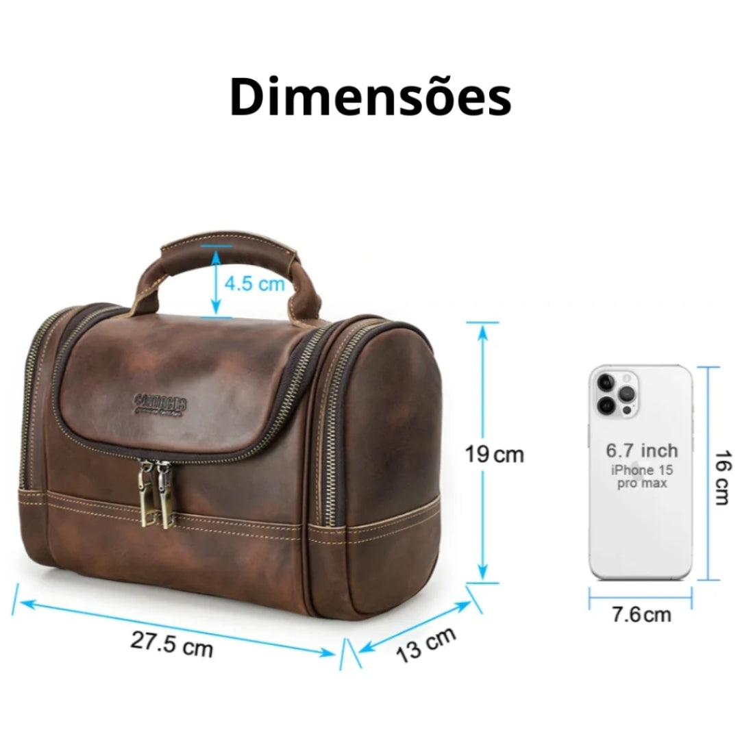 Nécessaire Masculina de Couro Estilo Retrô!