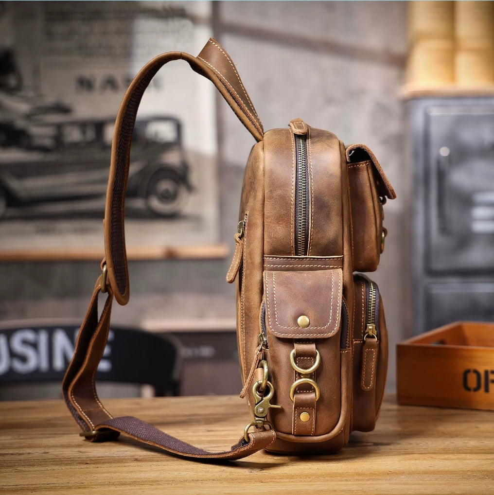 Bolsa Transversal Masculina Prime de Couro Legítimo