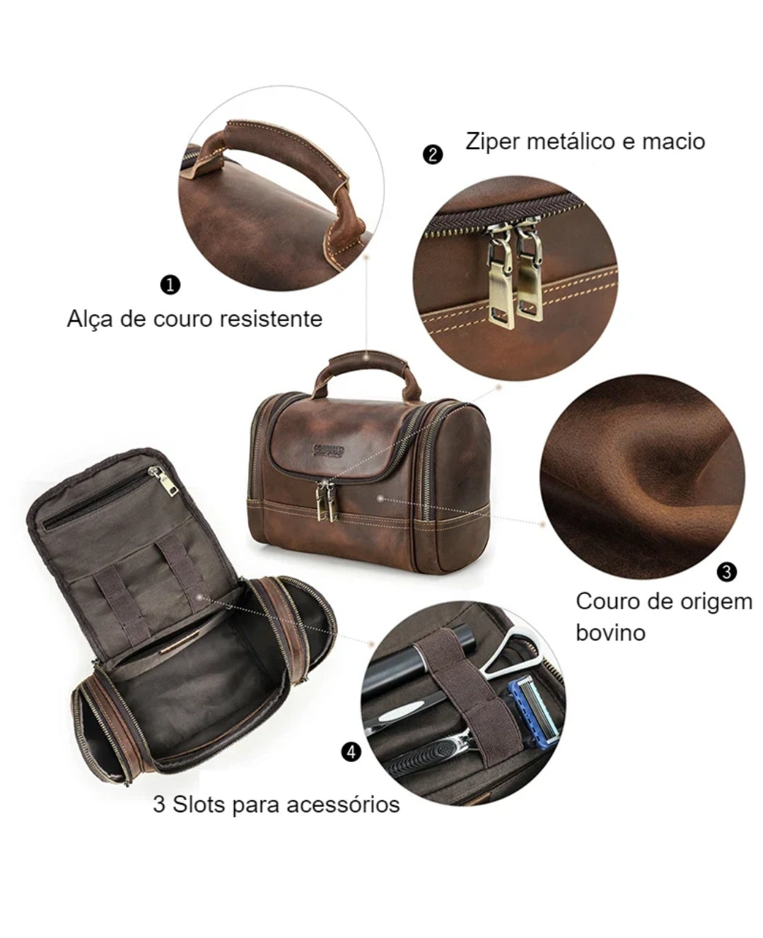 Nécessaire Masculina de Couro Estilo Retrô!