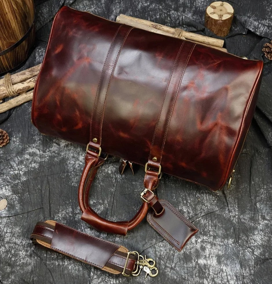 Mala de Viagem de Couro Legítimo – Prime All Red