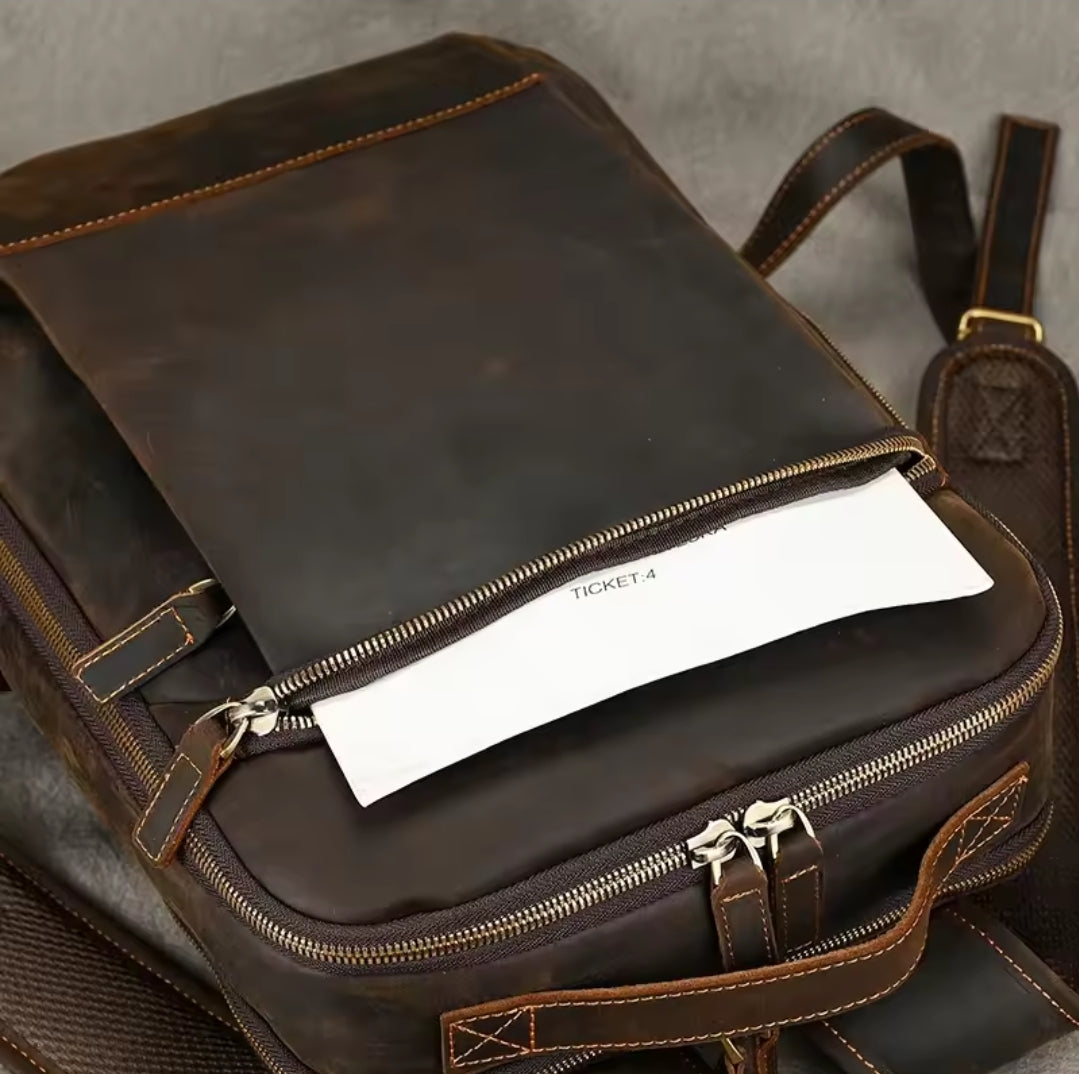 Mochila Masculina de Couro Legítimo para Notebook 15 polegadas – Modelo Clássico Slim FACILITYVIDA