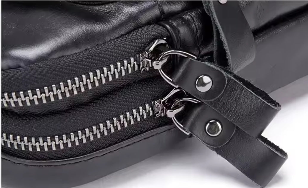 Bolsa Transversal Masculina de Couro Legítimo All Black