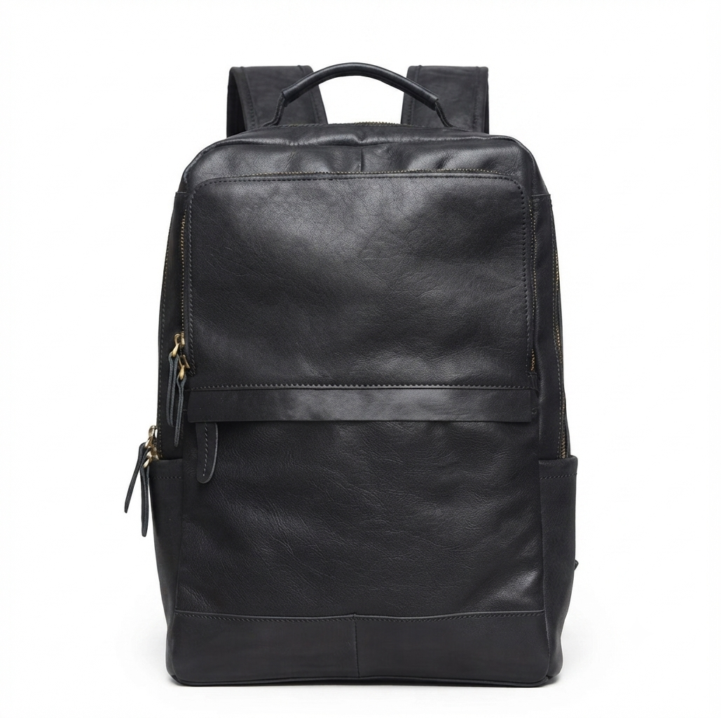 Mochila de Couro para Notebook – Modelo Vintage All Black