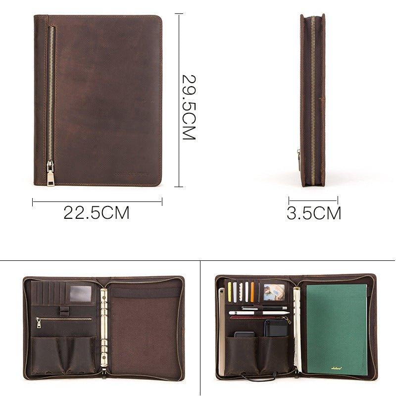 Pasta Executiva de Couro para Notebook, Tablet, Cartões e Documentos