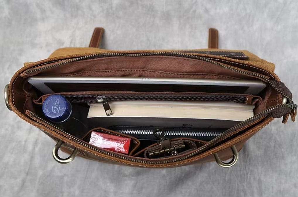Pasta Masculina de Couro Executiva para Notebook Retro Brow