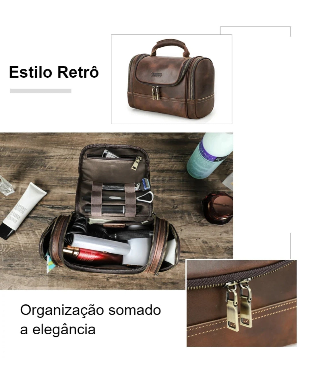Nécessaire Masculina de Couro Estilo Retrô!
