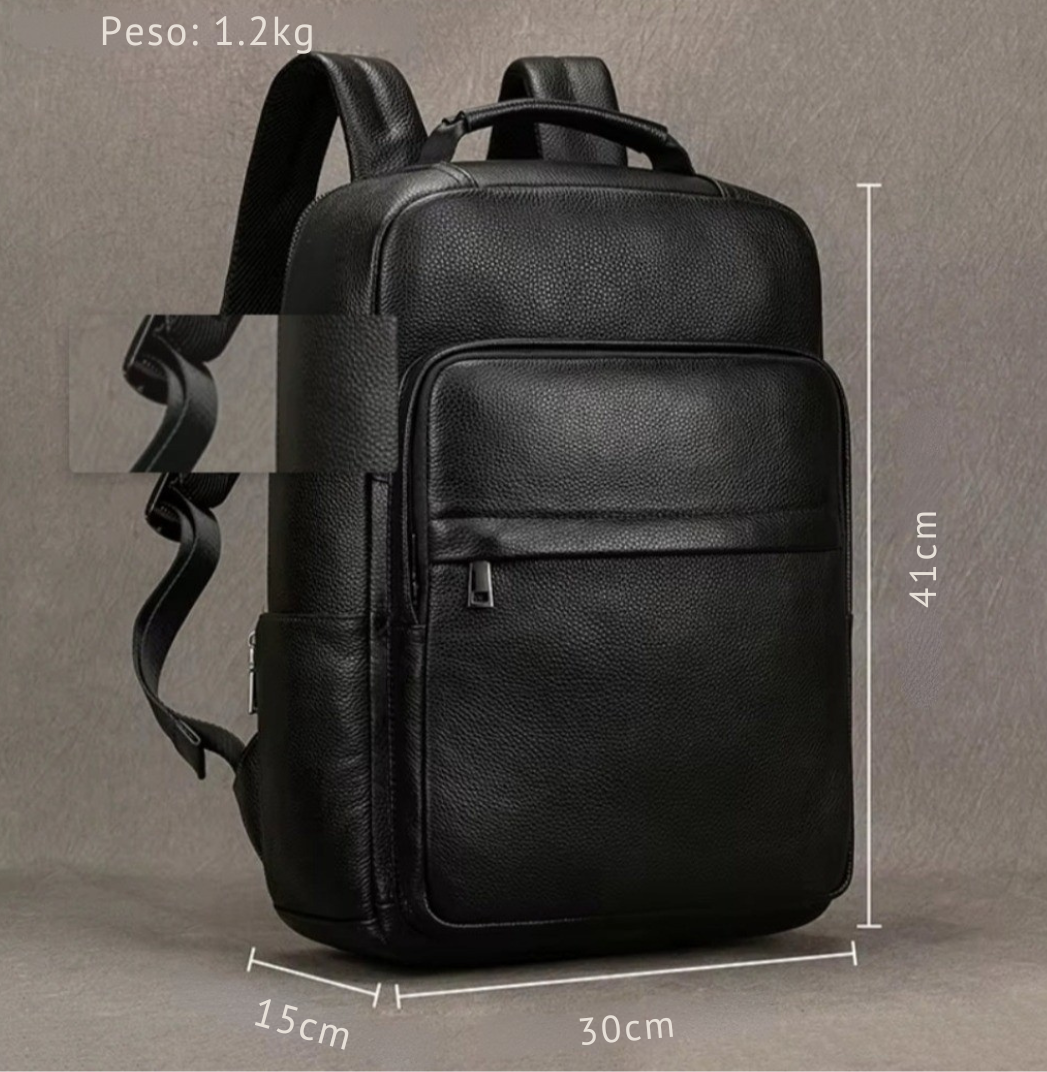 Mochila Executiva de Couro Legítimo All Black Prime