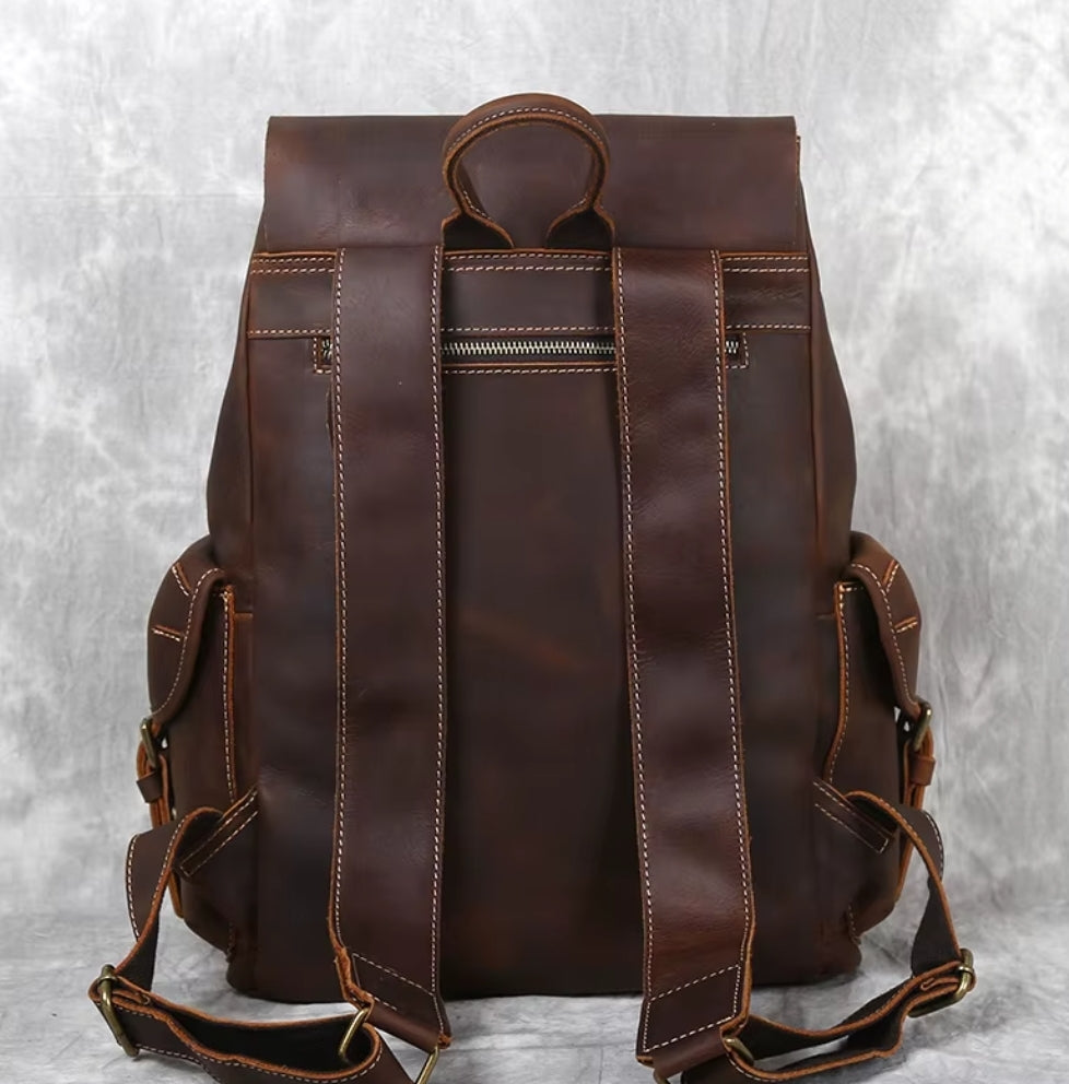 Mochila de Couro Genuíno Retro Horse Prime