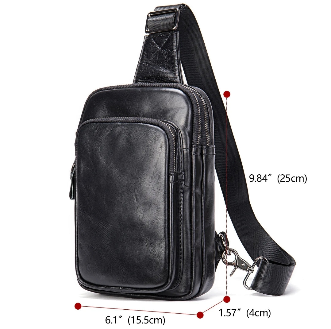 Bolsa Transversal Masculina de Couro Legítimo All Black