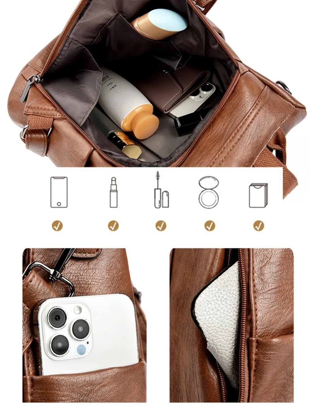 Bolsa Feminina de Couro Legítimo Impermeável!