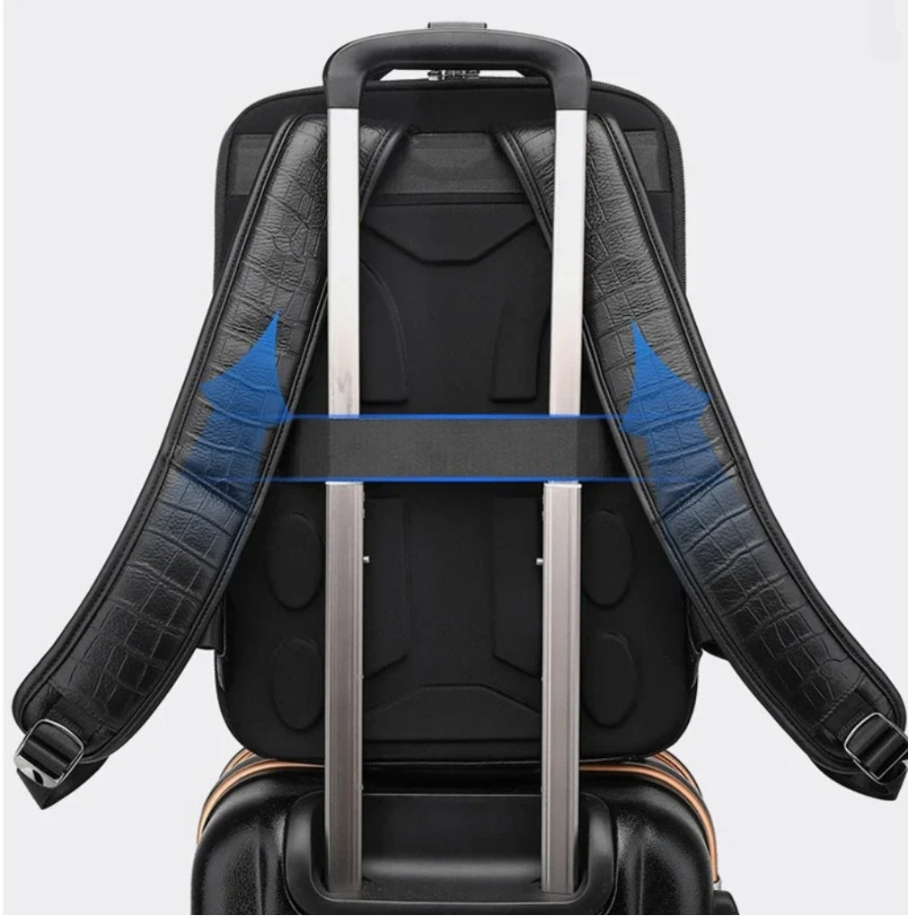 Mochila Masculina Executiva de Couro Legítimo – Modelo Crocodilo