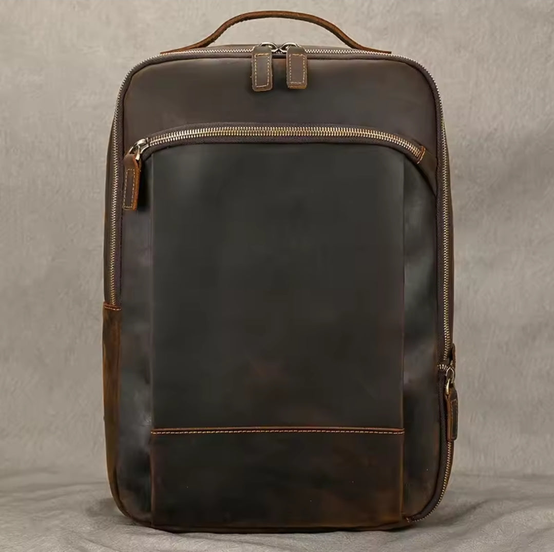 Mochila Masculina de Couro Legítimo para Notebook 15 polegadas – Modelo Clássico Slim FACILITYVIDA