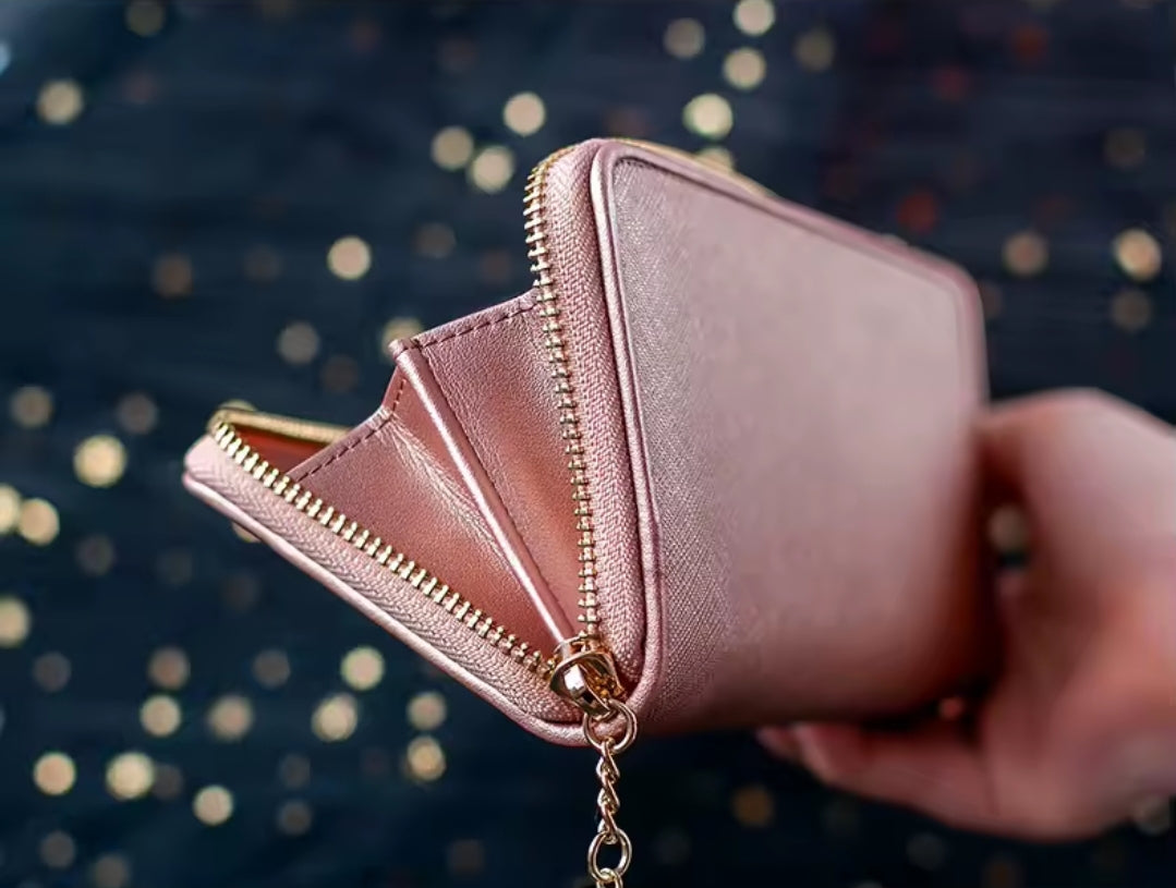 Carteira Feminina Foxer de Couro Bifold Brilhante – Modelo Long