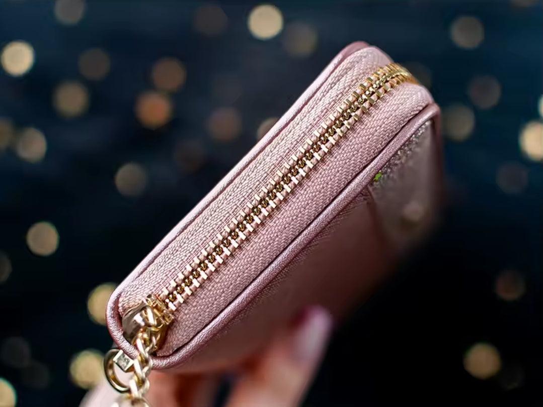 Carteira Feminina Foxer de Couro Bifold Brilhante – Modelo Long