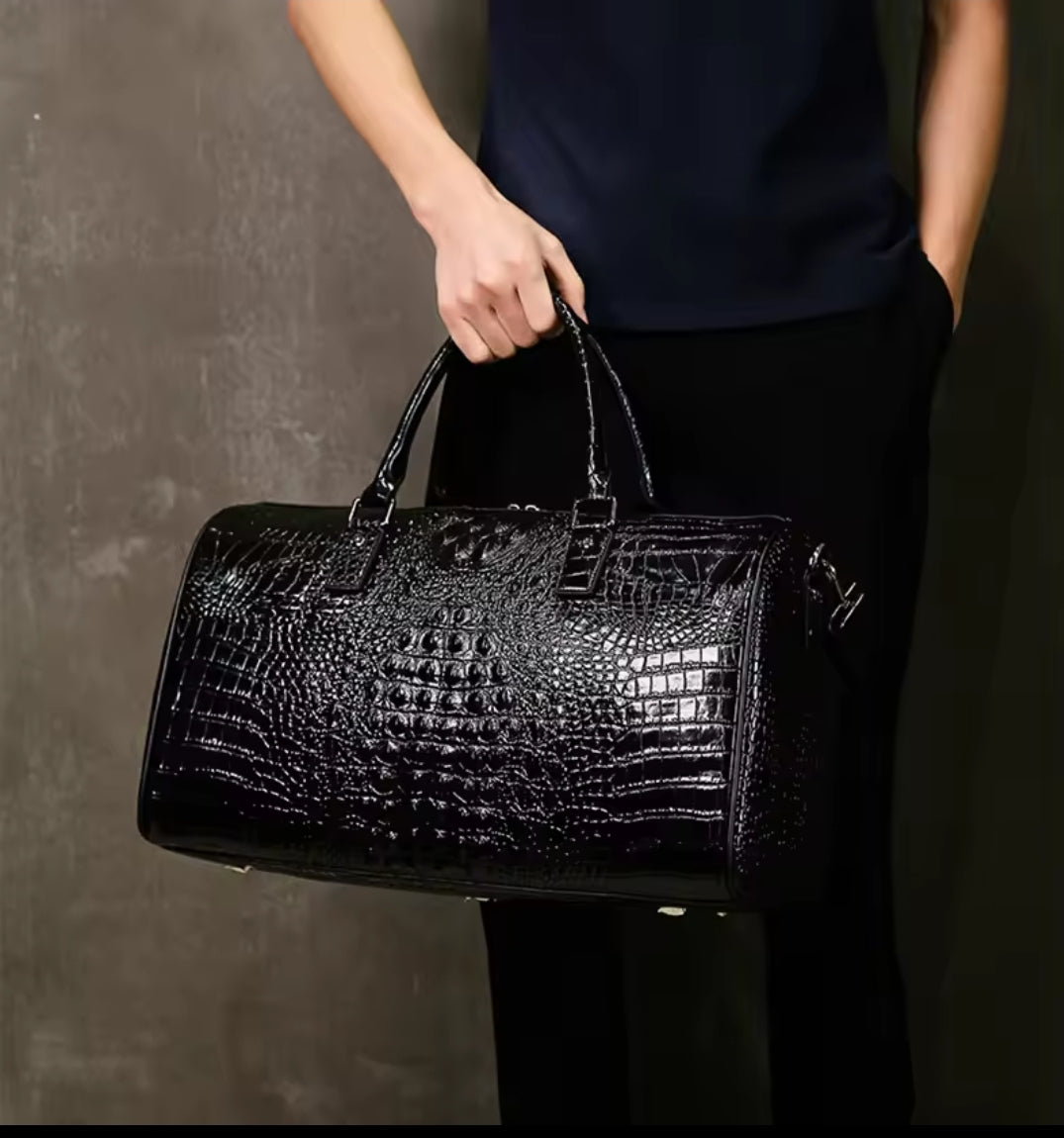 Mala de Viagem Executiva de Couro Genuíno – Modelo Crocodilo