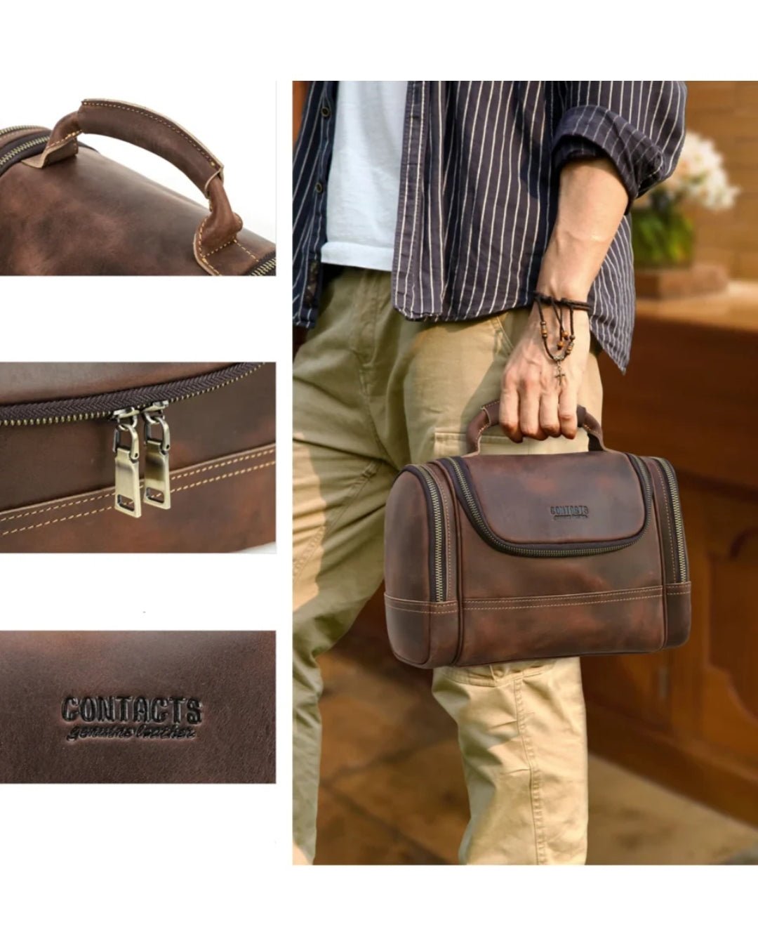 Nécessaire Masculina de Couro Estilo Retrô!