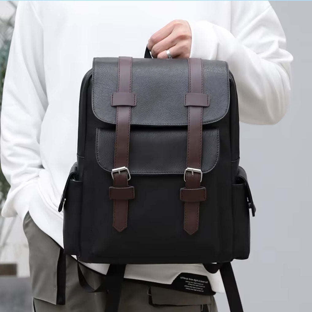 Mochila Masculina de Couro Vintage Britânica