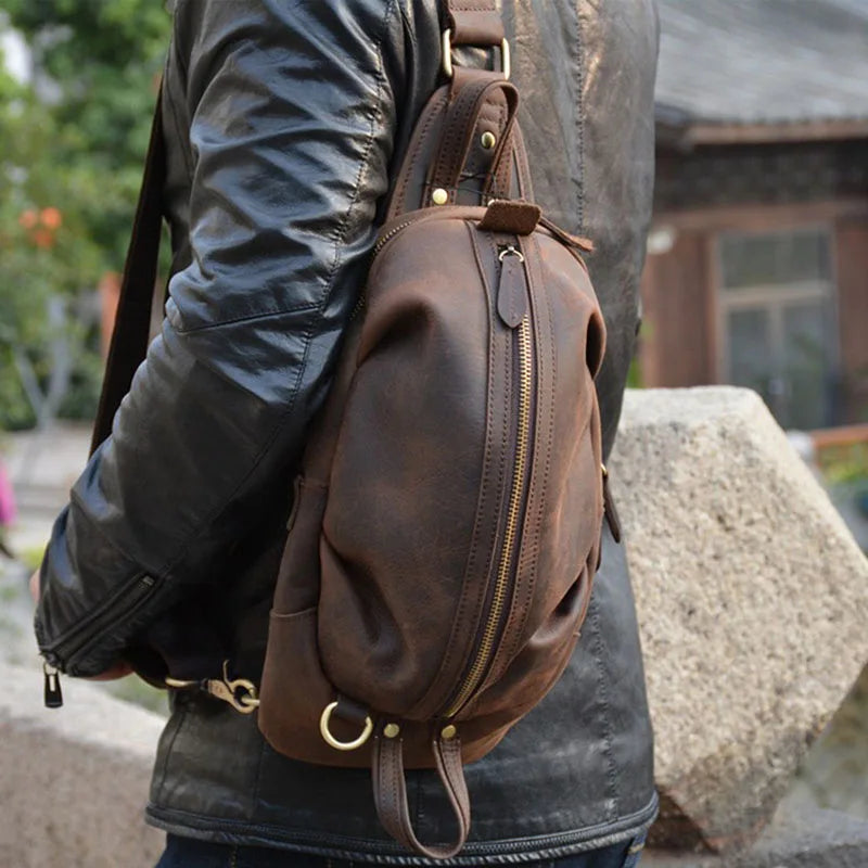 Bolsa Transversal Masculina de Couro Legítimo Vertex