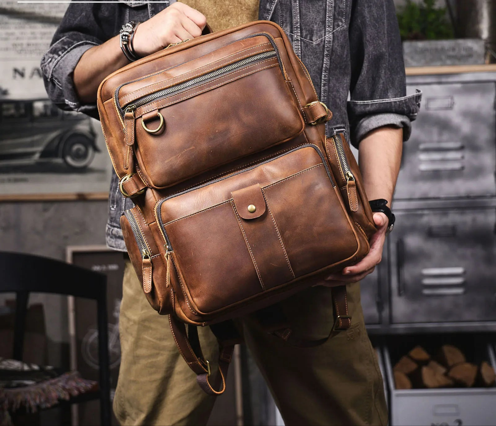 Mochila Masculina de Couro Original para Laptop – Modelo Prestige