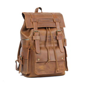 Mochila Masculina Vintage de Couro Genuíno para Laptop – Modelo Herança