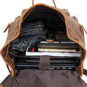 Mochila Masculina Vintage de Couro Genuíno para Laptop – Modelo Herança