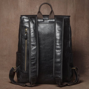 Mochila de Couro Legítimo Linha Prime Retro Allblack