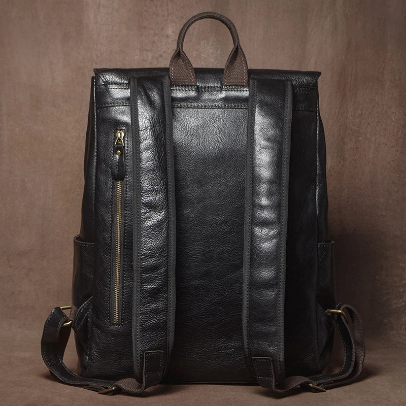 Mochila de Couro Legítimo Linha Prime Retro Allblack