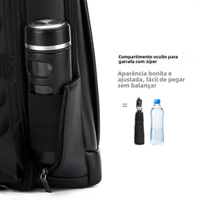 Mochila de Couro Legítimo Impermeável para Notebook