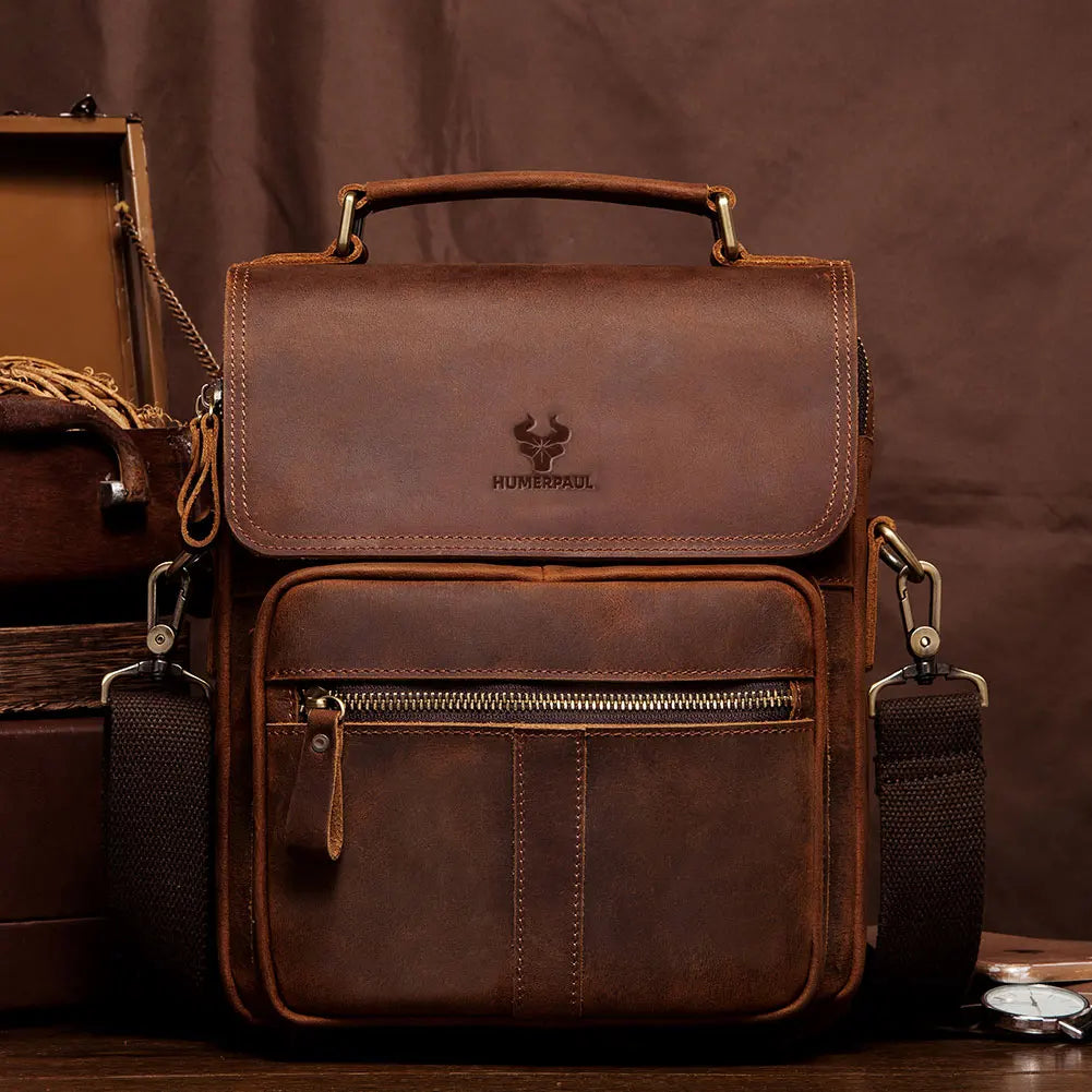 Bolsa Transversal Masculina de Couro Legítimo – Modelo Humerpaul