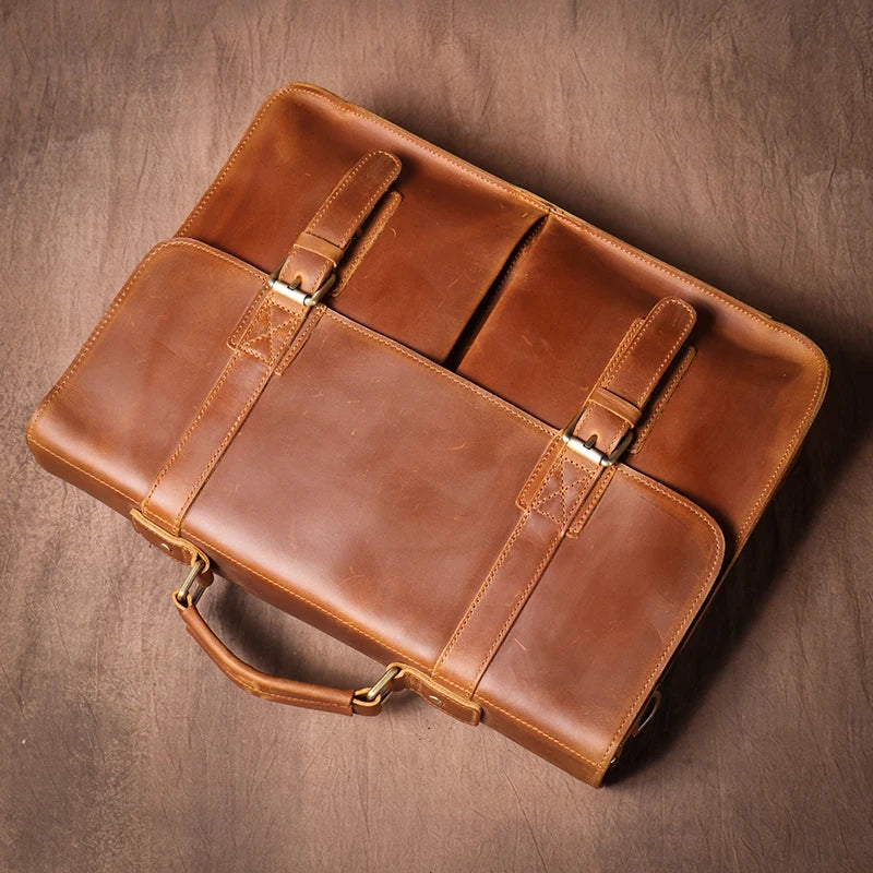 Pasta Masculina de Couro Vintage Para Notebook