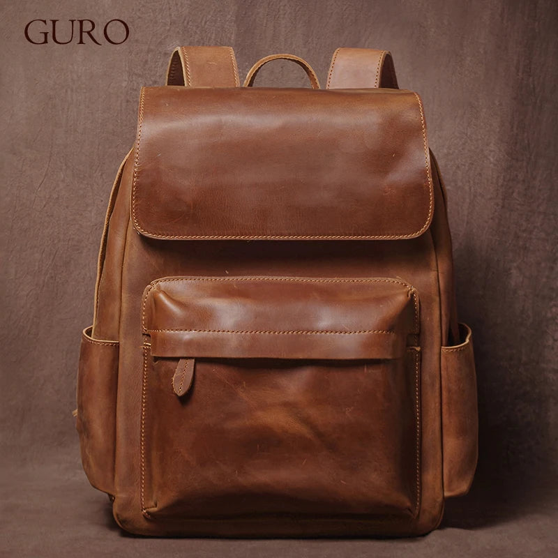 Mochila de Couro Genuíno Vintage Prime