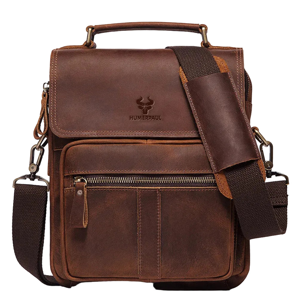 Bolsa Transversal Masculina de Couro Legítimo – Modelo Humerpaul