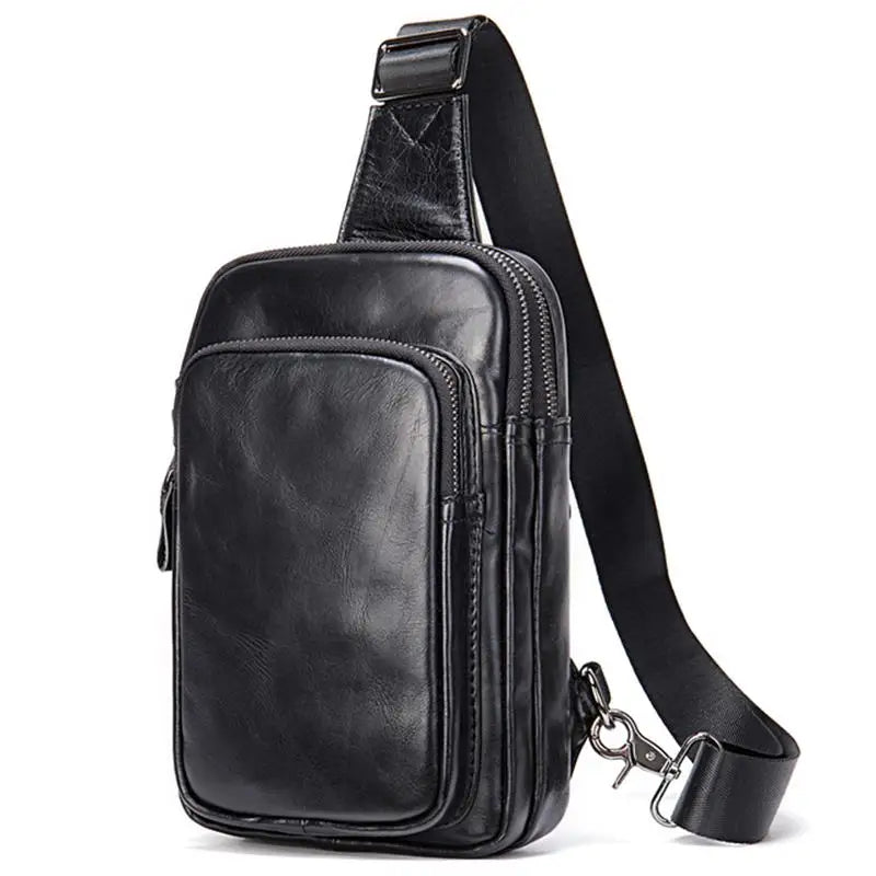 Bolsa Transversal Masculina de Couro Legítimo All Black