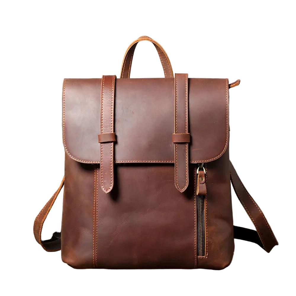 Mochila de Couro Genuíno Vintage Slim