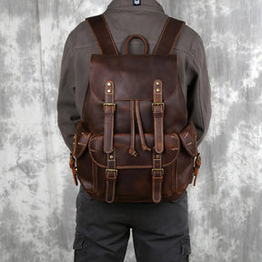 Mochila de Couro Genuíno Retro Horse Prime