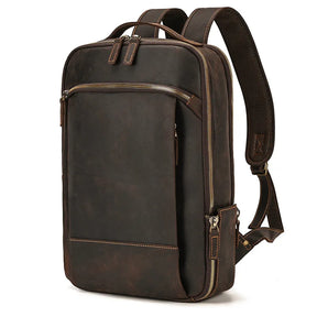 Mochila Masculina de Couro Legítimo para Notebook 15 polegadas – Modelo Clássico Slim FACILITYVIDA