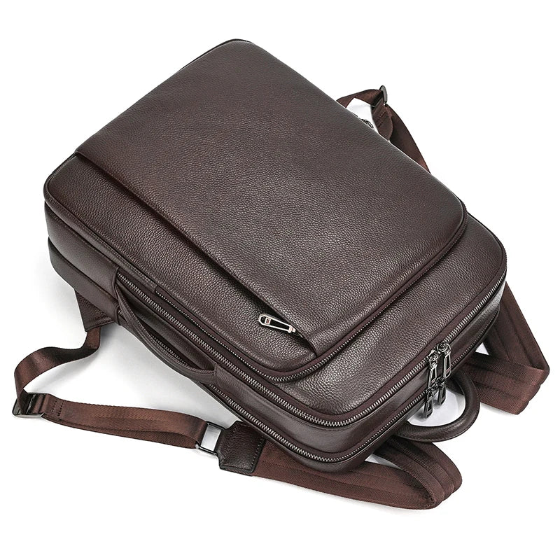 Mochila de Viagem em Couro Legítimo 16 Polegadas