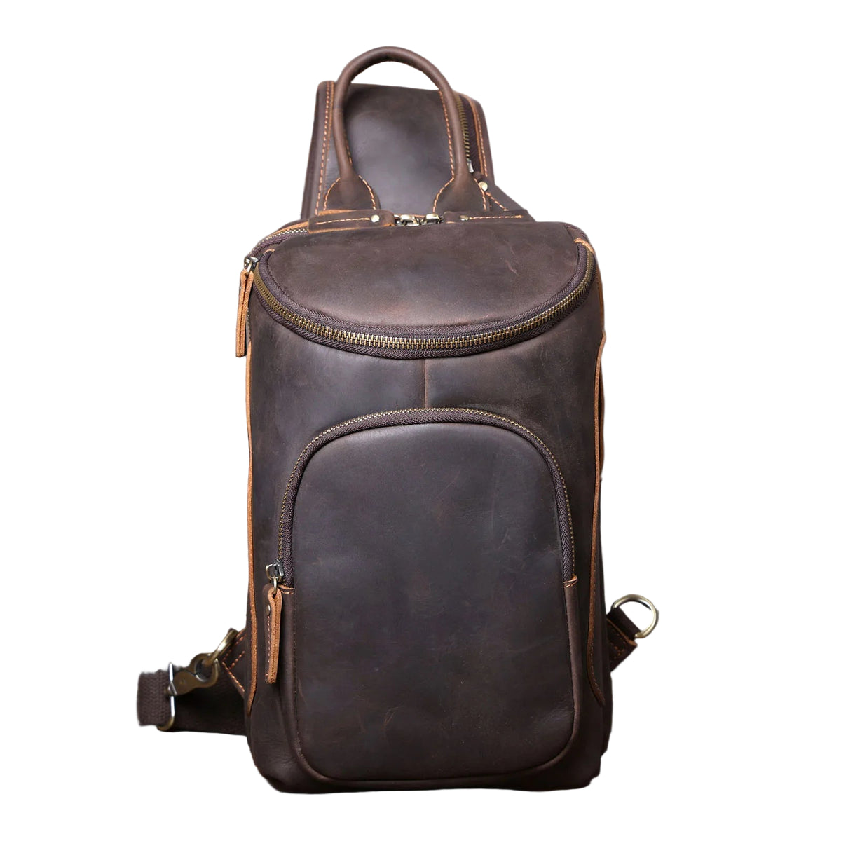 Bolsa Transversal Masculina de Couro Genuíno Prime Vanguard