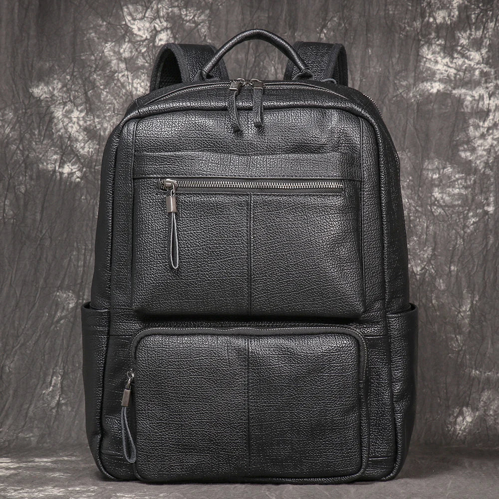 Mochila Masculina de Couro Legítimo Premium Black