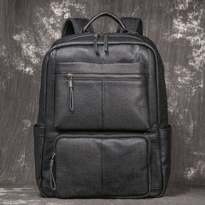 Mochila Masculina de Couro Legítimo Premium Black