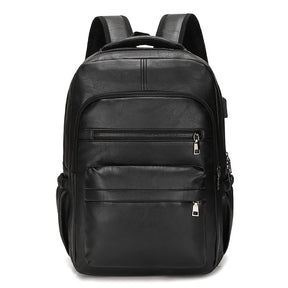 Mochila Masculina de Couro Legítimo Impermeável com Carregamento USB