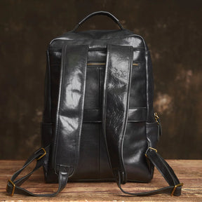 Mochila de Couro para Notebook – Modelo Vintage All Black