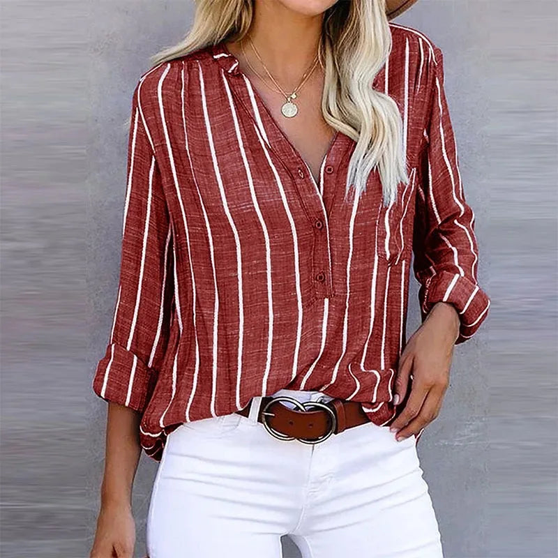 Camisas listradas soltas para mulheres